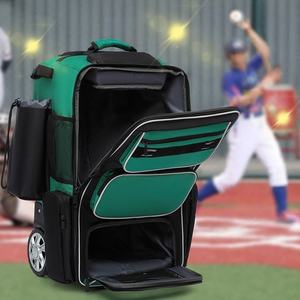 Cotton Fabric <b>Baseball</b> Backpack With 2 <b>Bat</b> Holders Large Capacity Sport Bag For Youth And Adults With Laptop Compartment - Product Image 1