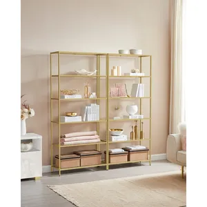 Estantería de 5 Niveles Dorada, Estante Abierto Independiente para Libros, Mueble de Almacenamiento para Sala de Estar, Dormitorio, Oficina en Casa - Product Image 1