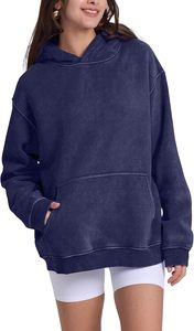 เสื้อฮู้ดโอเวอร์ไซส์สำหรับผู้หญิง ผ้าถักนิตติ้ง 100% ผ้าฝ้าย สีพื้น ระบายอากาศได้ดี แห้งเร็ว เป็นมิตรกับสิ่งแวดล้อม สไตล์สตรีทแวร์ สำหรับฤดูหนาว - Product Image 6