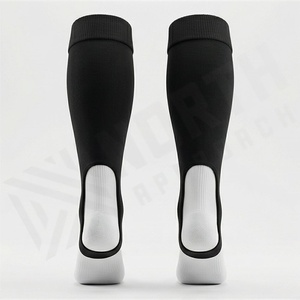 <b>Knee</b> <b>High</b> Soccer <b>Socks</b> Black <b>White</b> Solid Color Breathable Knitted for Adults Football Sports Use - Product Image 2