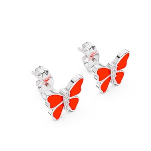 Boucles d'oreilles papillon rondes de luxe en or massif 14 carats, bijoux élégants en diamant pour femmes - Product Image 1