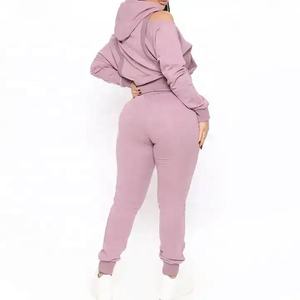 Vente en gros de vêtements en polaire épaisse personnalisés OEM Offre Spéciale pour femmes pantalons de survêtement à capuche ensembles de jogging ensemble de survêtements unis et vierges survêtements - Product Image 3