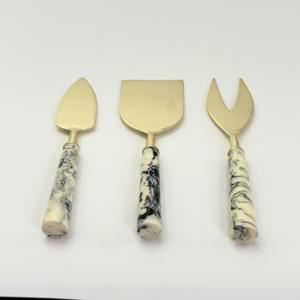 Juego de Cuchillos para Queso con Mango de Resina y Hoja Dorada, Utensilios de Cocina - Product Image 4