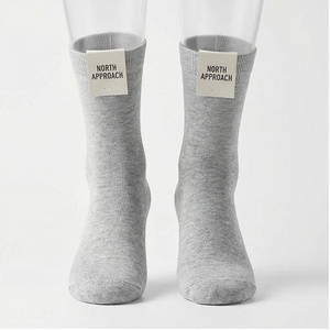 North Approach Crew <b>Socks</b> Gray Solid Color Breathable Cotton Adults Spring Casual Wear - Product Image 1