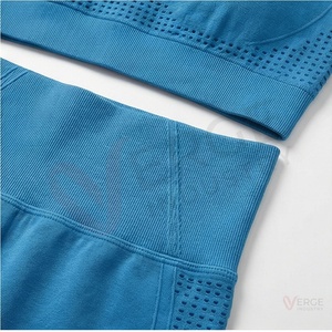 <b>Women</b> <b>Navy</b> Blue Seamless Yoga Set 2 Piece Crisscross Strap Sports Bra High Waist <b>Leggings</b> - Product Image 5