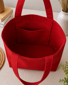 Red Canvas Tote <b>Bag</b> with Embroidery Customized Closure for Everyday Use Shopping <b>Work</b> School Travel Companion - Product Image 5
