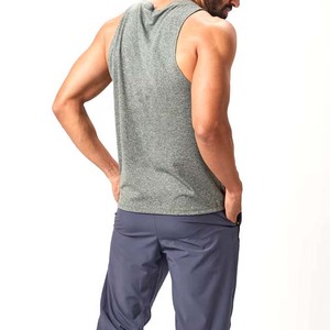 Débardeur sans manches gris pour homme, col rond, uni, décontracté, respirant, en polyester tricoté, pour l'entraînement - Product Image 4