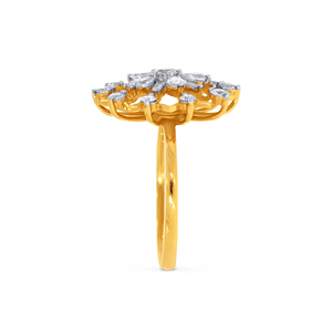 Bague de luxe plaquée or en forme de flocon de neige avec diamants de laboratoire taille marquise, ronde et baguette, pour femme - Product Image 4