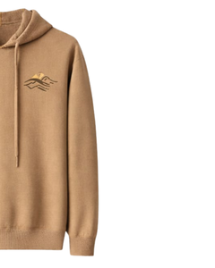 Sweat-shirt à capuche en molleton de coton marron camel pour femme, broderie personnalisée, streetwear décontracté, vente en gros en usine OEM - Product Image 2