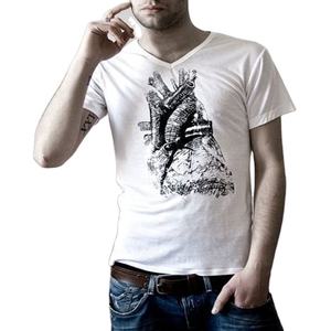 T-shirt de gymnastique pour hommes 100% coton respirant décontracté imprimé avec col montant à la mode et confortable - Product Image 1