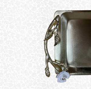Serving Favorite Gold Plated Rectangle <b>Decorative</b> <b>Tray</b> with Floral Handles Contemporary Design Single Piece Package - Product Image 6