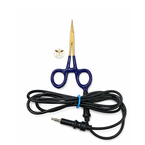 Pinces hémostatiques verrouillables personnalisables de qualité supérieure avec poignée rose et pointe dorée, avec câble de mise à la terre pour la fabrication de bijoux permanents - Product Image 2