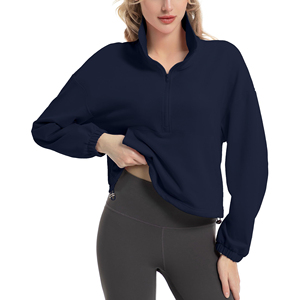 Quarter Zip Workout Pullover for Women Sweatshirt for <b>Night</b> Running Athletic Top Long Sleeve Gym Sweatshirt with Zipper - Product Image 4