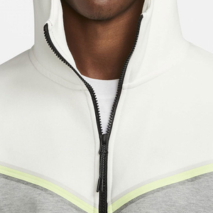 <b>Men's</b> Color Block Hooded <b>Sweatshirt</b> Regular Fit Zipper Front Casual <b>Grey</b> White Fleece Autumn Wear - Product Image 4