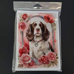 Lunatique A7 Taille 5x7 Cartes de Notes Vierges Pack 8 Anglais Springer Spaniel Valentine Roses Cartes de Voeux avec Enveloppes - Product Image 3