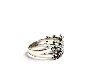 Belle bague personnalisée pour femme, en argent sterling 925, avec plusieurs pierres, motif floral, oxydée, bijoux fins, cadeau d'anniversaire - Product Image 3