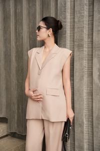 Chaleco Blazer de Verano para Mujer, Estilo Vietnamita, Antiarrugas, de Rayón y Lana, Alta Calidad, Nuevo, Holgado, Recto, Elástico, Cintura Media, Traje de Oficina - Product Image 3