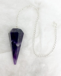 Péndulo de Cristal de Amatista Natural, Péndulo de Sanación, Reiki, Chakra, Meditación, Adivinación, Herramienta Espiritual de Piedras Preciosas - Product Image 1