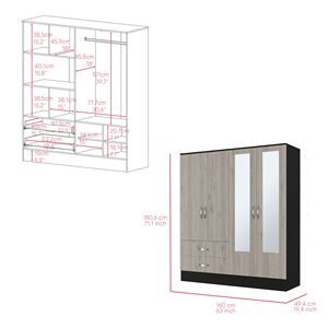 Armoire camera da letto nero e grigio chiaro Ron guardaroba elegante per la decorazione della casa - Product Image 3