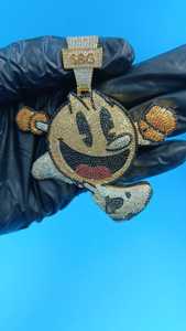 Colgante Personalizado de Personaje de Dibujos Animados Pacman, Plata de Ley 925, Estilo Hip Hop, Joyería de Moda, Colgante Personalizado con Incrustaciones de Diamantes - Product Image 4