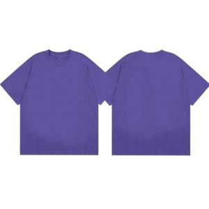 T-shirt décontracté pour homme, manches courtes, col rond, tricoté, couleur unie violet, coupe classique - Product Image 4