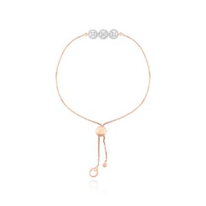 กำไลข้อมือประดับเพชรทรงกลมสามวงเคลือบทองชมพู - Product Image 2