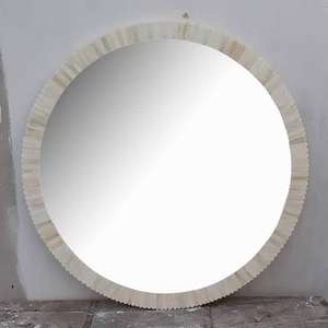 Espejo de pared con marco étnico, hecho a mano, con incrustaciones florales tradicionales en MDF, ecológico, ligero, para decoración del hogar, regalo de Diwali. - Product Image 4