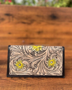 ใหม่จริงHandcrafted TooledหนังBifold Clutchesผู้หญิงออกแบบกระเป๋าสตางค์ร้อนขายTooledหนังที่ไม่ซ้ํากันสไตล์กระเป๋าสตางค์ - Product Image 2