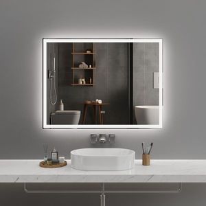 Espejo de Baño LED Inteligente Moderno de 48''x36'', Iluminación Frontal y Trasera, 3 Colores Ajustables, Función de Memoria y Antivaho - Product Image 1