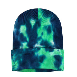 Bonnet en tricot torsadé dégradé avec logo personnalisé 2026, bonnet bicolore tie-dye pour hommes et femmes - Product Image 1