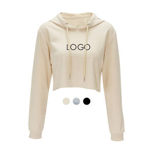 Sudadera corta con capucha para mujer, anti-pilling, transpirable, disponible en varios colores, venta al por mayor, ropa con logo personalizado, sudaderas cortas con capucha para mujer - Product Image 4