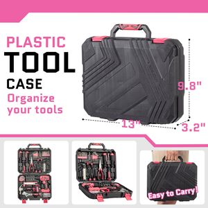 Set Trapano Senza Fili Rosa 8V, Kit di Attrezzi da 146 Pezzi per Riparazioni Domestiche, Set di Utensili Manuali 64738747 - Product Image 3