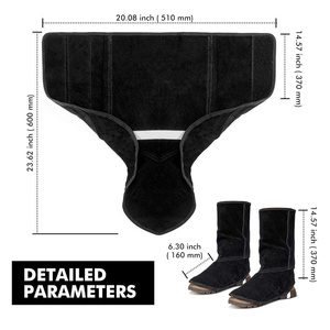 Protège-chaussures de soudage en cuir de vachette pleine fleur de qualité supérieure, résistants aux flammes, couvrant entièrement la chaussure, ajustables - Product Image 5