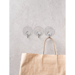 Clear <b>Adhesive</b> Sheet Wall <b>Hooks</b> (3 Pack) Coat Rack with Acrylic Finish - Product Image 1