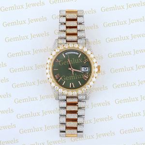 Premium Quality Pass Diamond Tester Roman Dial D VVS Iced Out Moissanite Diamond Green Dial Two Tone Hip Hop <b>Watch</b> <b>For</b> <b>Men</b> - Product Image 1