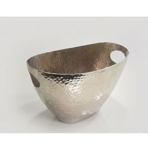Seau à glace ovale de luxe en métal finition bronze martelé avec poignées, bac rafraîchisseur pour boissons, idéal pour le vin et la bière - Product Image 4