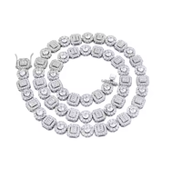 Collier chaîne tennis en moissanite taille émeraude, entièrement serti de pierres, cadeau de luxe pour anniversaire et mariage, accessoire de mode hip-hop