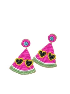 Belles boucles d'oreilles coeur élégantes XO XO avec broderie de perles multicolores faite à la main au design tendance pour filles et femmes - Product Image 6