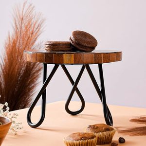 ถาดเสิร์ฟขนมลายเชฟรอนทรงกลมทำจากไม้ สำหรับตกแต่งโต๊ะงานวันเกิด - Product Image 2