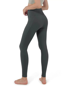High Waist Full Length Solid Colors <b>Leggings</b> <b>With</b> <b>Pockets</b> Seamless Elastic Waist Four-Way Stretch Yoga <b>Leggings</b> By Run Apparel - Product Image 2