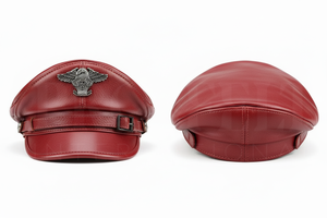 Customized Genuine Leather Style Peak Cap Adjustable Classic Visor <b>Hat</b> Comfortable Outdoor Fashion Headwear Uniform Caps - Product Image 5