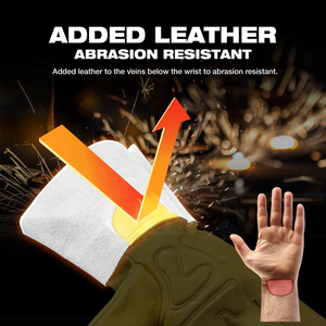 Gants de soudeur en cuir de chèvre jaune durable, en croûte de cuir de vache, avec manchette de sécurité, anti-vibration, flexibles, résistants à la chaleur, 7 oz - Product Image 3