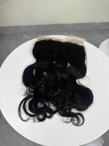 Natural Black <b>Body</b> <b>Wave</b> Skin Weft Human Hair Extensions Indian Remy Double Drawn Machine Weft 13x4 Inch Lace Frontal - Product Image 3