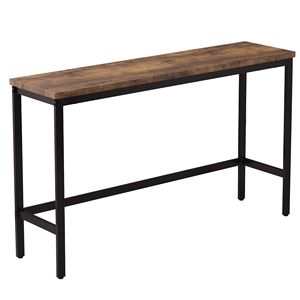 TOPMAX Brown Counter Height <b>Dining</b> Room Set Extra Long <b>Table</b> with 3 <b>Stools</b> and Side <b>Table</b> with Footrest for Pub Kitchen Use - Product Image 2