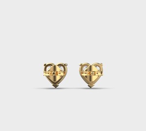 IGI Certified Heart Cut Lab Grown Diamond Stud <b>Earrings</b> 9K Rose / Yellow / White Gold Solitaire Heart Diamond <b>Earrings</b> - Product Image 4