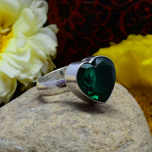 Heart Shape <b>Chrome</b> Diopside Silver Ring 925 Sterling Silver Romantic Promise Wedding Anniversary Valentine Day Ring for Her - Product Image 3