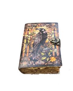 Raven Leather Grimoire Journal Handmade Vintage Gothic <b>Notebook</b> Embossed <b>Book</b> of Shadows Writing Diary Fantasy Gift for Writers - Product Image 3
