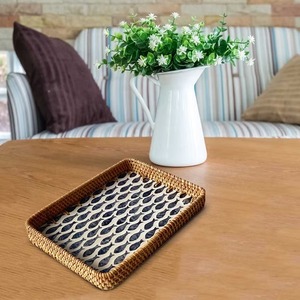Plateau en rotin de luxe fait main avec incrustation de nacre – Plateau de service haut de gamme pour collations, idéal pour les repas festifs et les cadeaux - Product Image 6