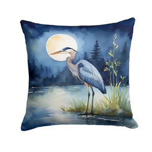 Blue Heron Under Moonlight Machine Washable 14Hx14W Indoor Outdoor Decorative <b>Throw</b> Pillow <b>for</b> <b>Couch</b> Bed & Patio - Product Image 1