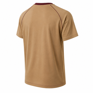 Camiseta al por mayor de cuello redondo color canela con ribete en el cuello y hombros, personalizada, de manga corta para hombre - Product Image 4